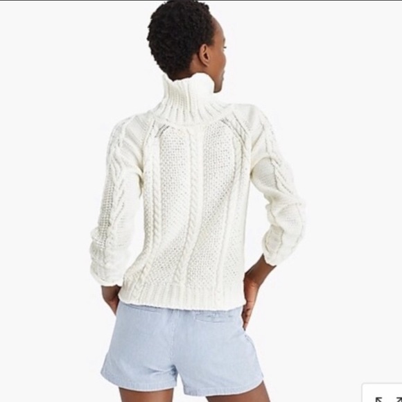 The Reeds x J. Crew white cable knit turtleneck sweater, Medium - Picture 4 of 9